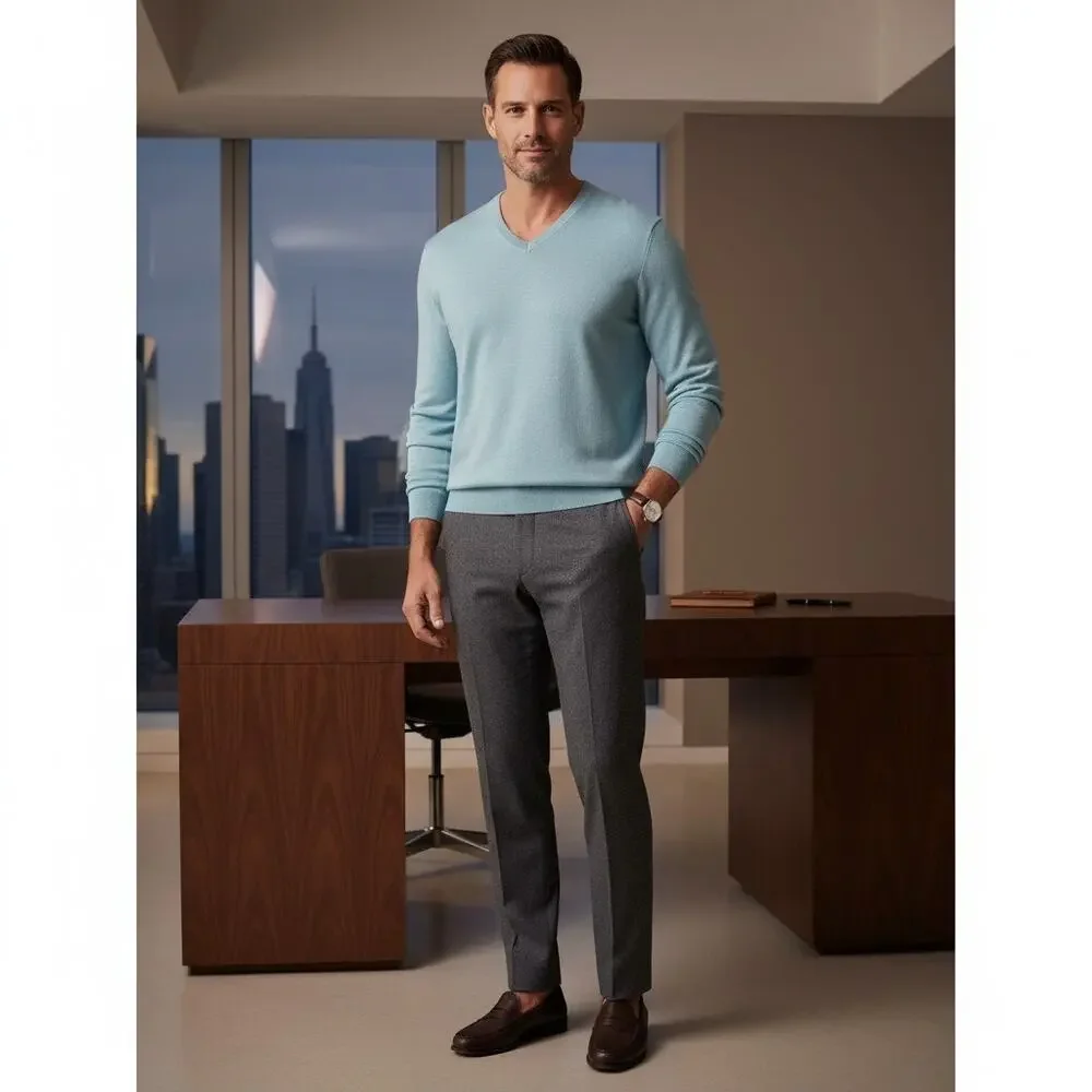Banana Republic Men's Silk Cashmere Blend V-Neck Sweater Size XL Blue NWT